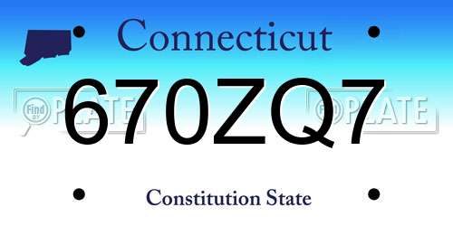 670ZQ7 Connecticut License Plate