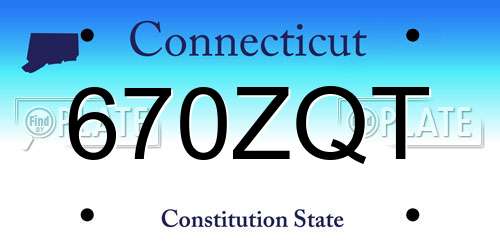670ZQT Connecticut License Plate