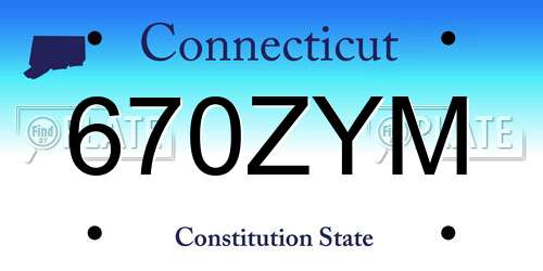 670ZYM Connecticut License Plate
