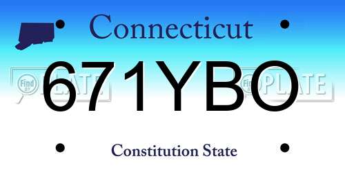 671YBO Connecticut License Plate