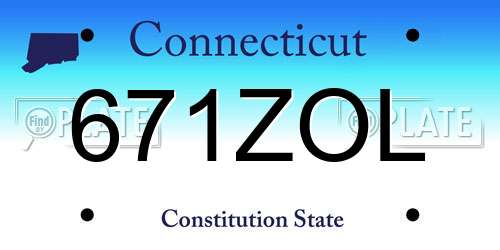 671ZOL Connecticut License Plate