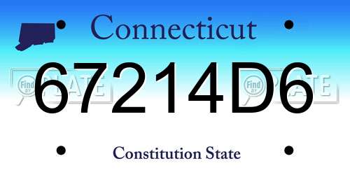 67214D6 Connecticut License Plate