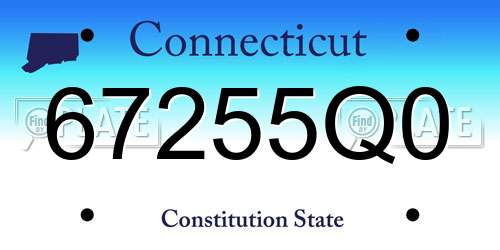 67255Q0 Connecticut License Plate