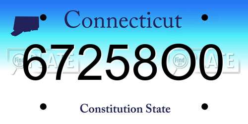 67258O0 Connecticut License Plate