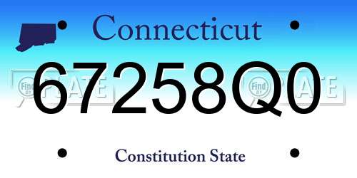 67258Q0 Connecticut License Plate