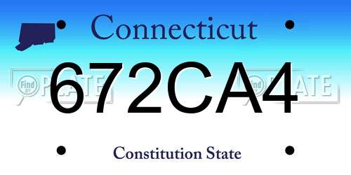 672CA4 Connecticut License Plate
