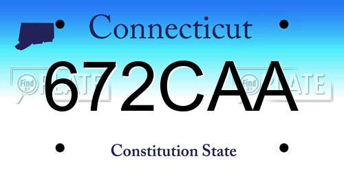 672CAA Connecticut License Plate