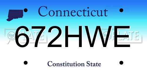 672HWE Connecticut License Plate