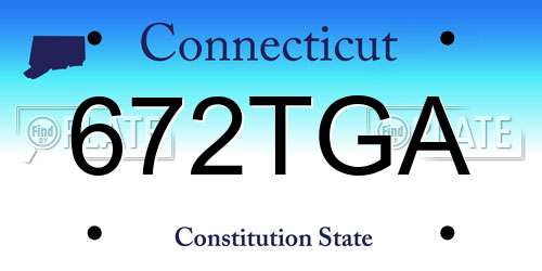 672TGA Connecticut License Plate