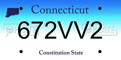 672VV2 Connecticut License Plate