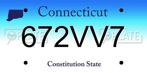 672VV7 Connecticut License Plate