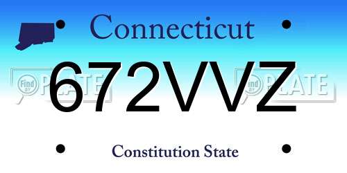 672VVZ Connecticut License Plate