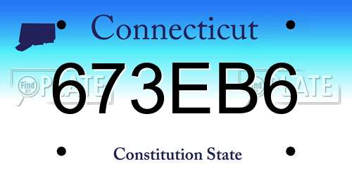 673EB6 Connecticut License Plate