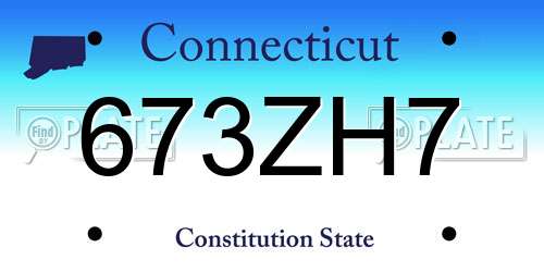 673ZH7 Connecticut License Plate