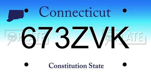 673ZVK Connecticut License Plate