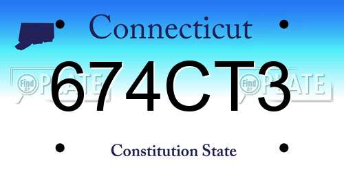 674CT3 Connecticut License Plate
