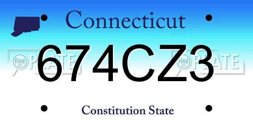 674CZ3 Connecticut License Plate