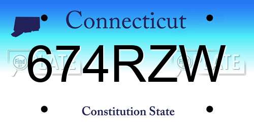674RZW Connecticut License Plate