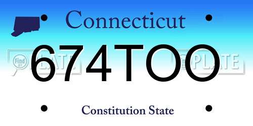 674TOO Connecticut License Plate