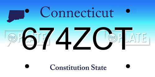 674ZCT Connecticut License Plate