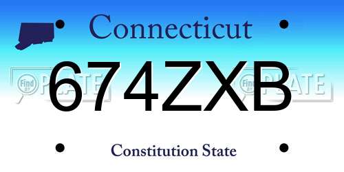 674ZXB Connecticut License Plate