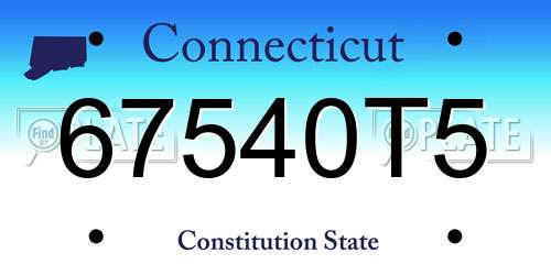 67540T5 Connecticut License Plate