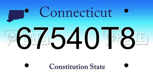67540T8 Connecticut License Plate