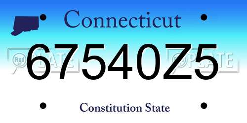 67540Z5 Connecticut License Plate