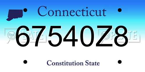 67540Z8 Connecticut License Plate