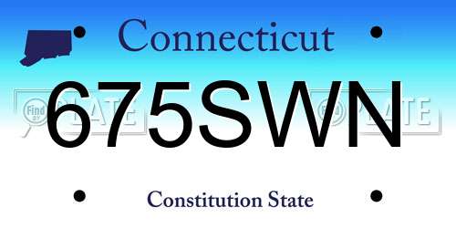 675SWN Connecticut License Plate