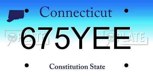 675YEE Connecticut License Plate