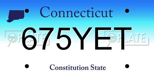 675YET Connecticut License Plate