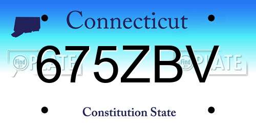 675ZBV Connecticut License Plate