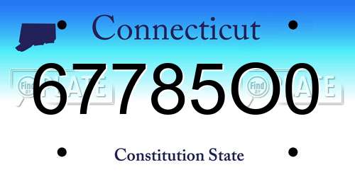 67785O0 Connecticut License Plate