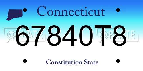 67840T8 Connecticut License Plate
