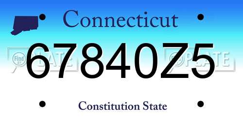 67840Z5 Connecticut License Plate
