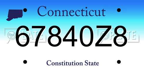 67840Z8 Connecticut License Plate