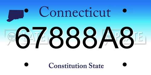 67888A8 Connecticut License Plate