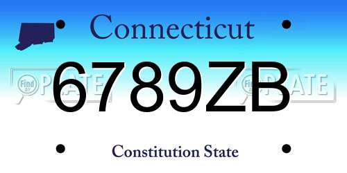 6789ZB Connecticut License Plate