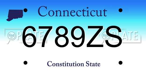 6789ZS Connecticut License Plate