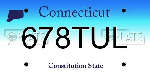 678TUL Connecticut License Plate