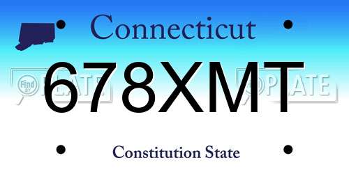 678XMT Connecticut License Plate