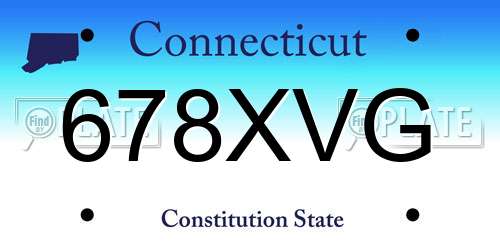 678XVG Connecticut License Plate