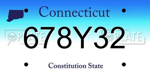 678Y32 Connecticut License Plate