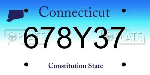 678Y37 Connecticut License Plate
