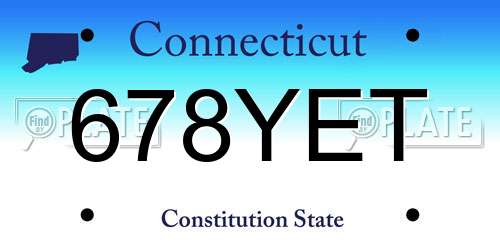 678YET Connecticut License Plate