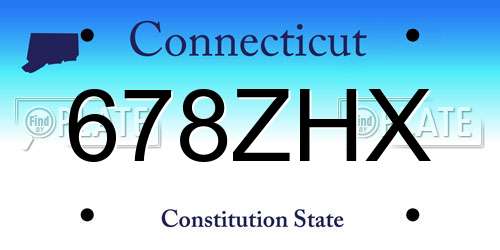 678ZHX Connecticut License Plate