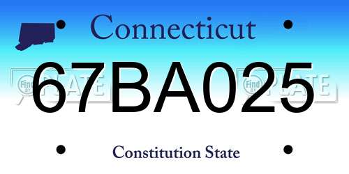 67BA025 Connecticut License Plate