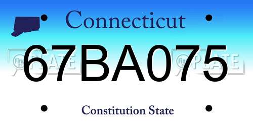 67BA075 Connecticut License Plate