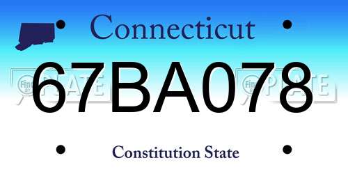 67BA078 Connecticut License Plate
